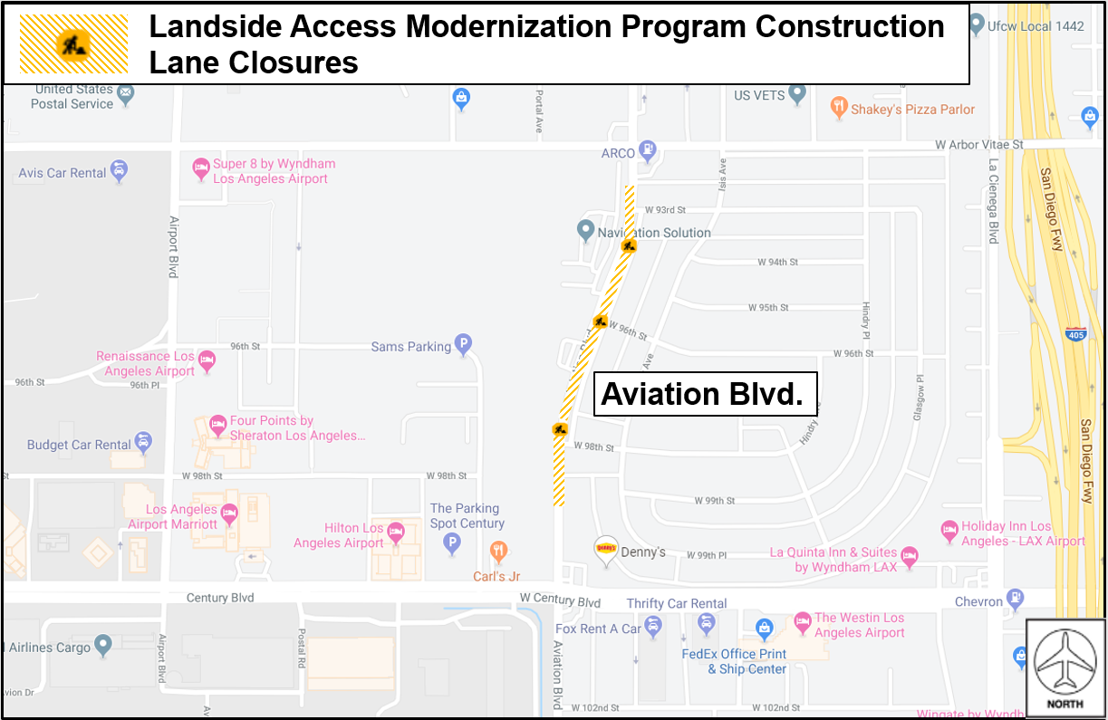 LANE CLOSURES ON 96th Street Map