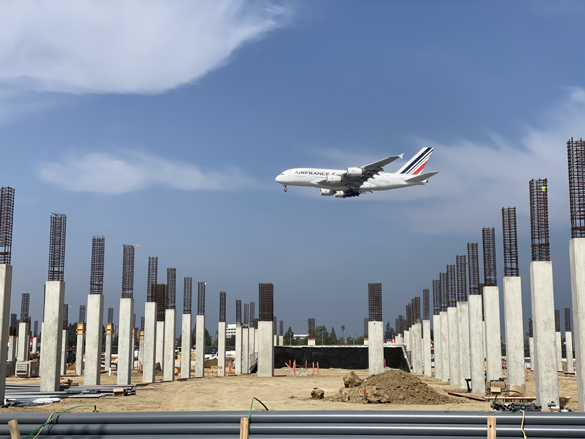 A view of completed columns at the Intermodal Transportation Facility – West