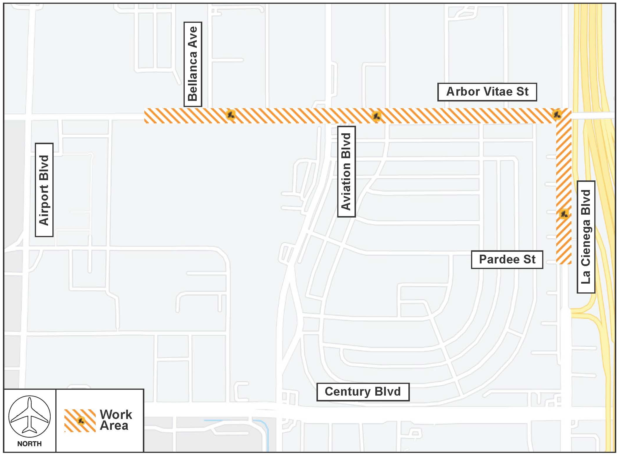 LANE CLOSURES ON ARBOR VITAE STREET AND LA CIENEGA BOULEVARD FOR ASPHALT CORING