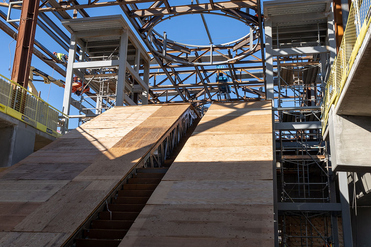 Station steel nears completion