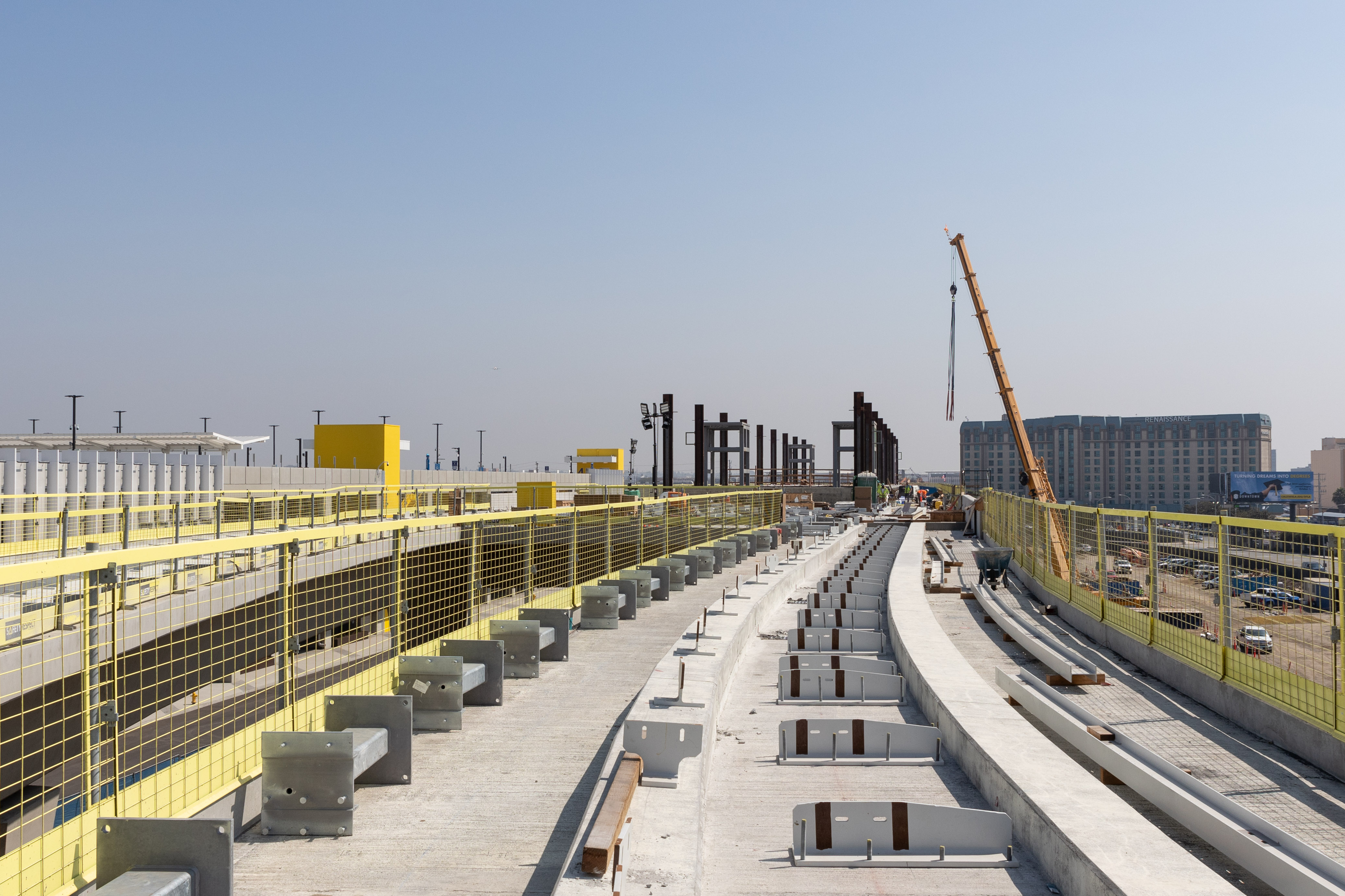 Tracks leading to the Intermodal Transportation Facility-West Station are well underway.